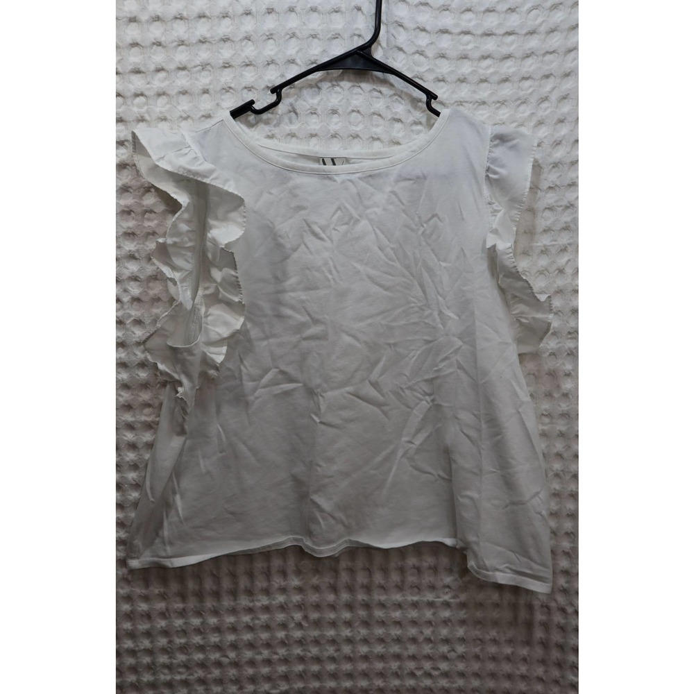 Worthington size XL white ruffle sleeve blouse top